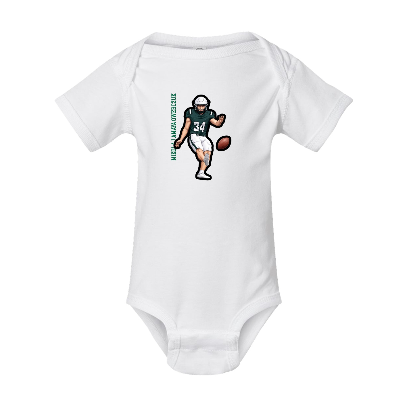 Baby Onesie — Name Vertical in White