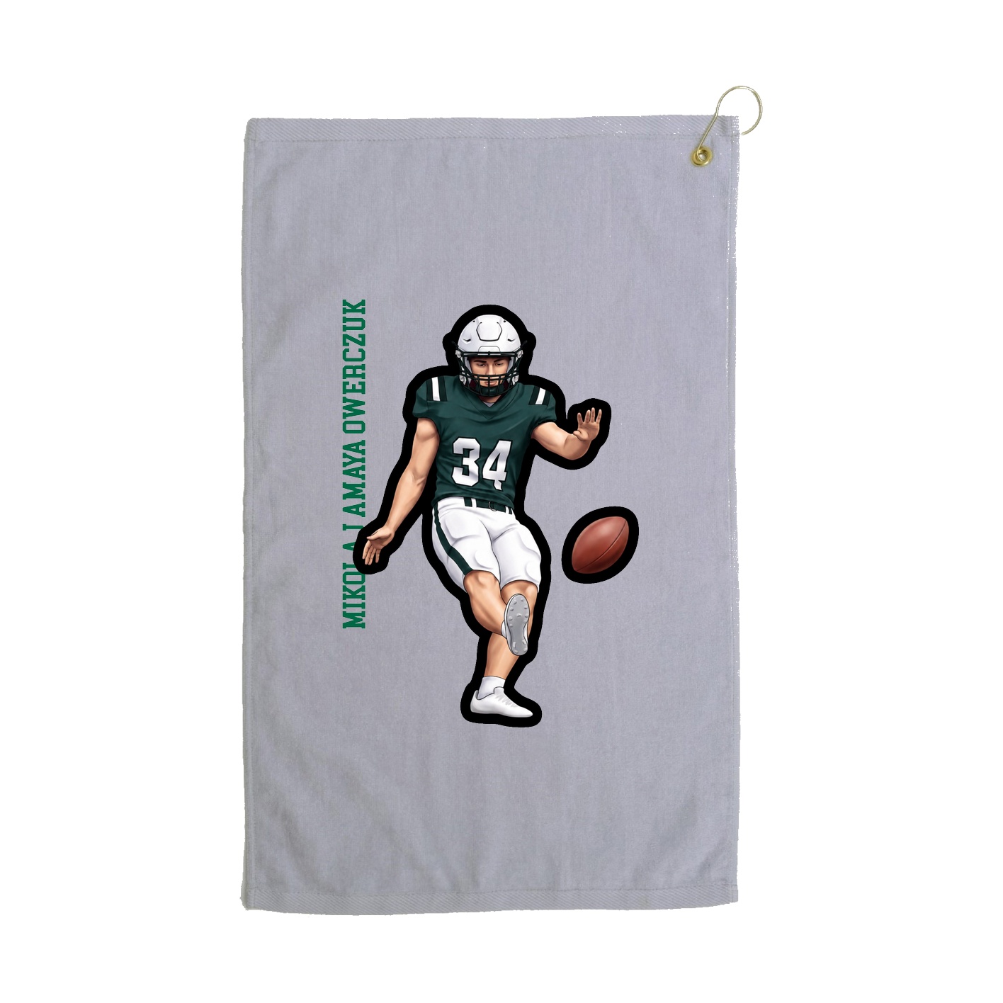 Golf Towel — Name Vertical in Grey