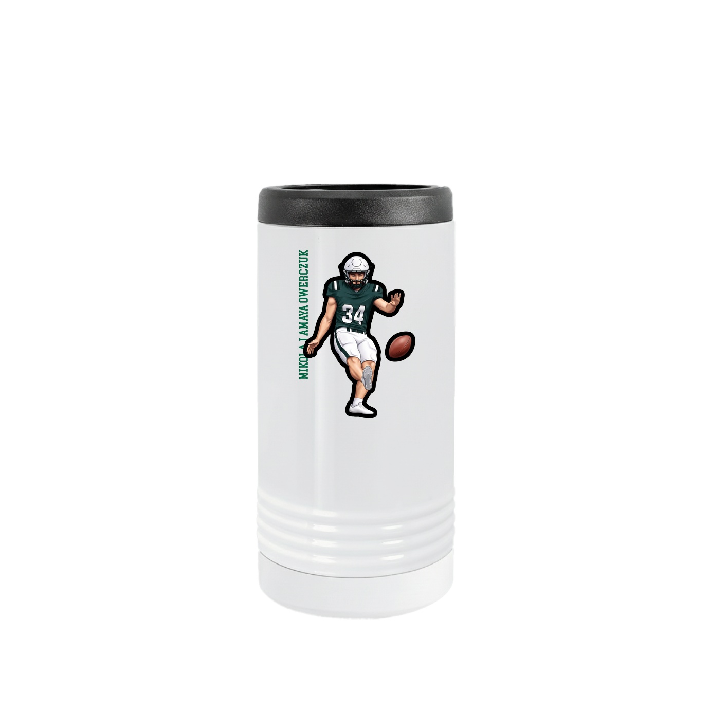 Slim Beverage Holder — Name Vertical in White