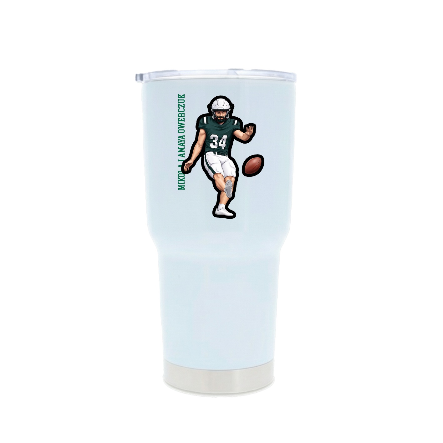 30oz Stainless Steel Tumbler — Name Vertical in White