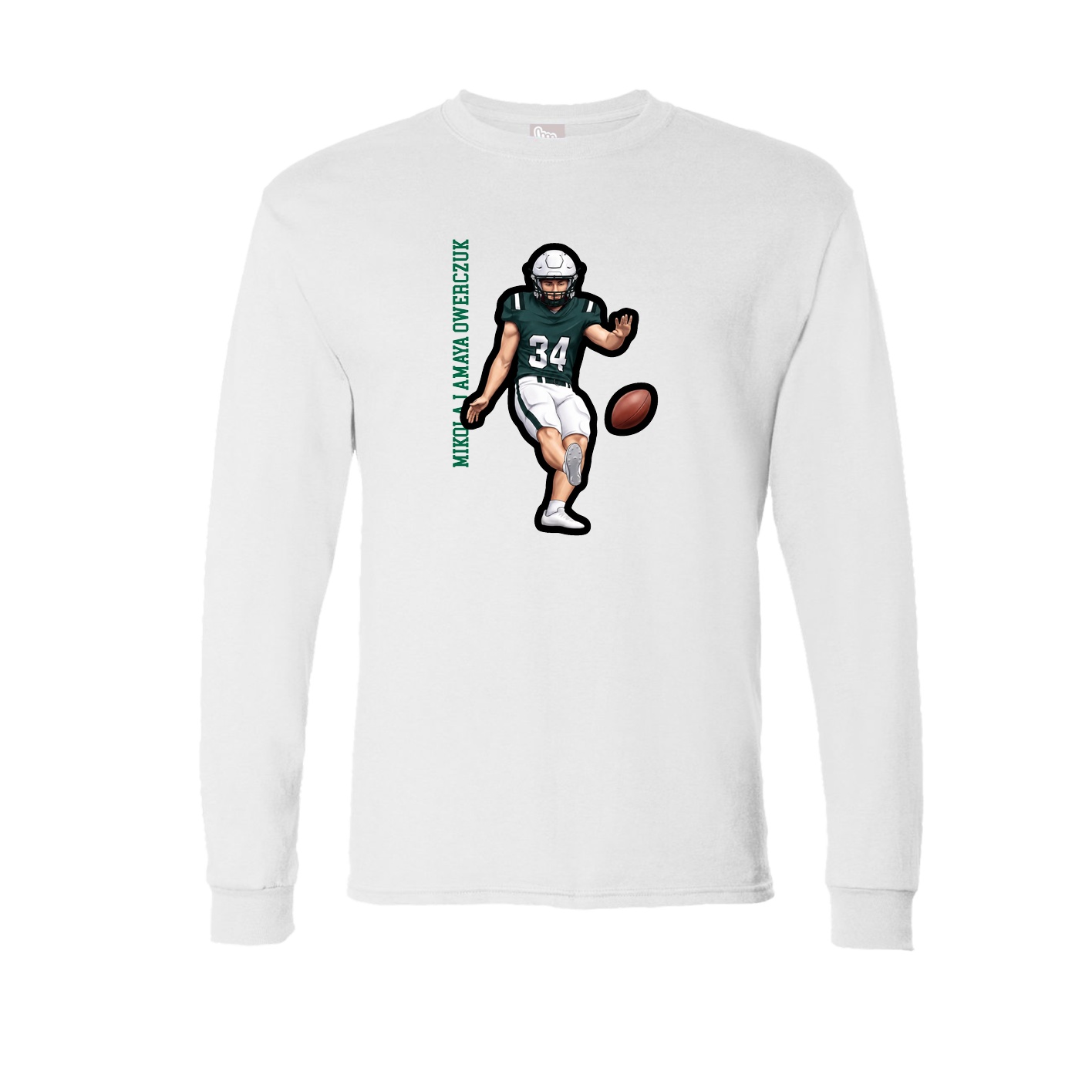 Long Sleeve Tee — Name Vertical in White