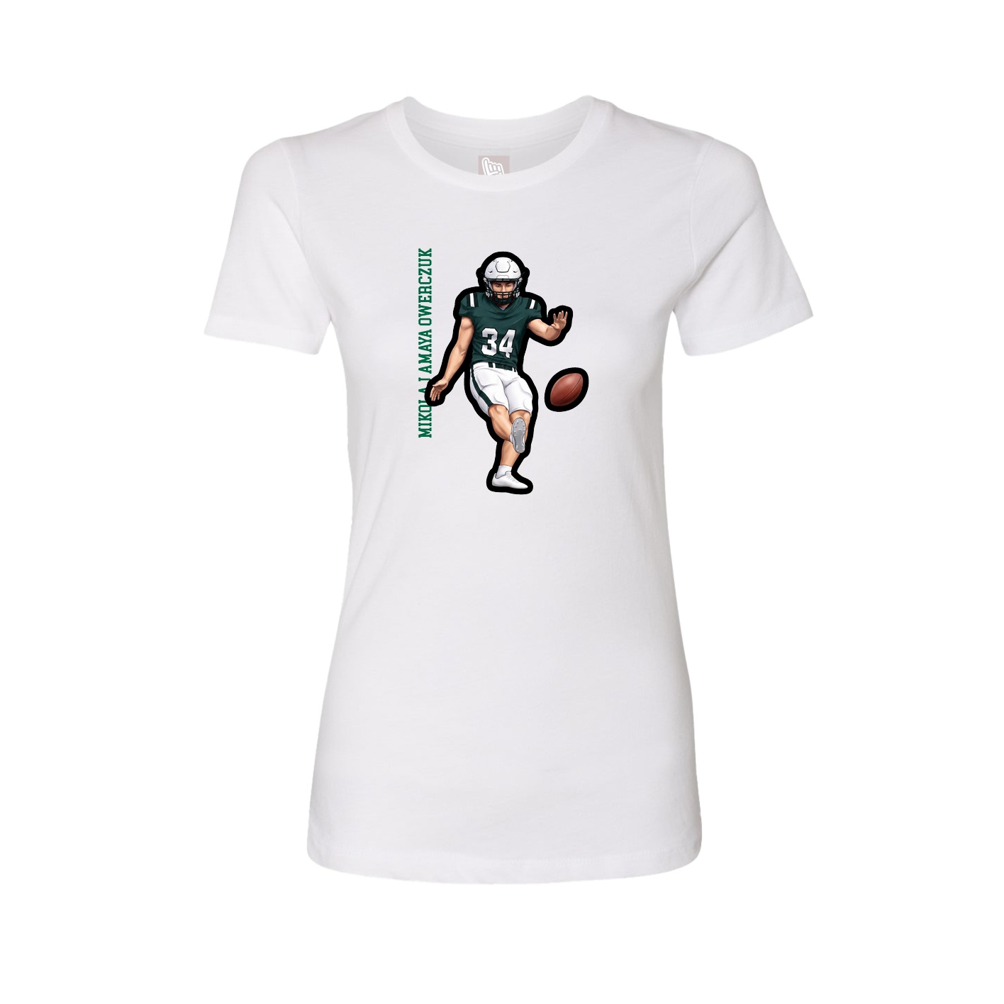 Fitted Women's Tee — Name Vertical in White
