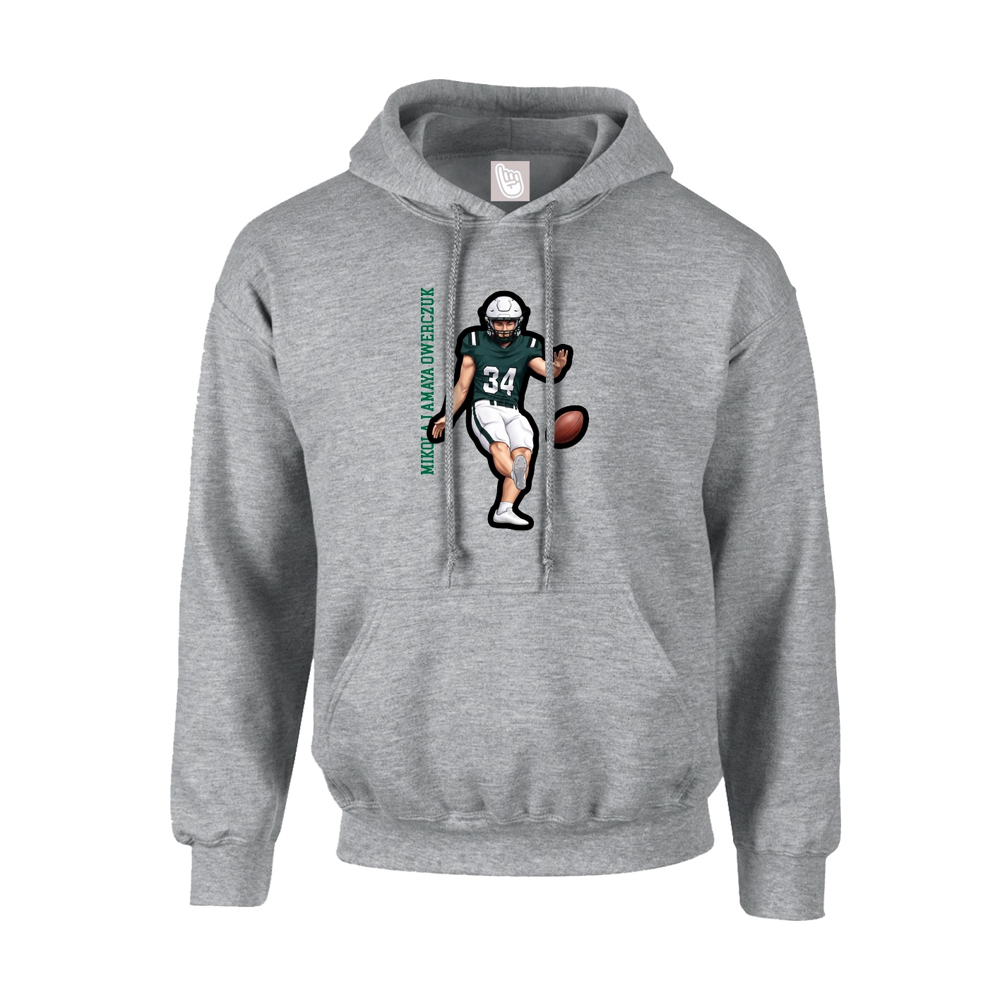 Youth Hoodie — Name Vertical in Grey