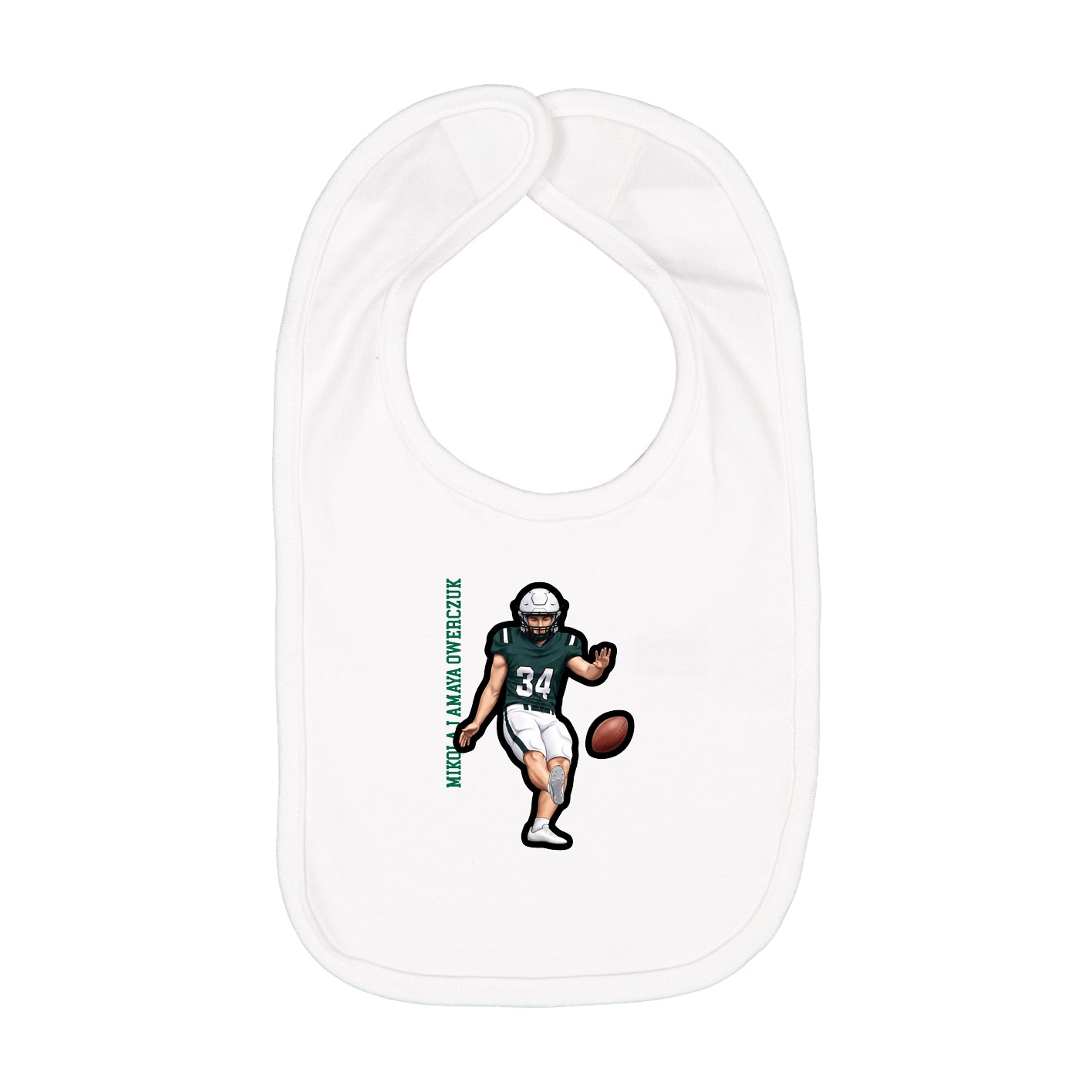 Infant Bib — Name Vertical in White