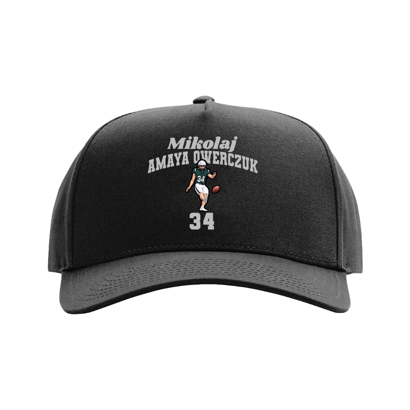 Full Fabric Five-Panel Champ Cap — Signature Arch in Black