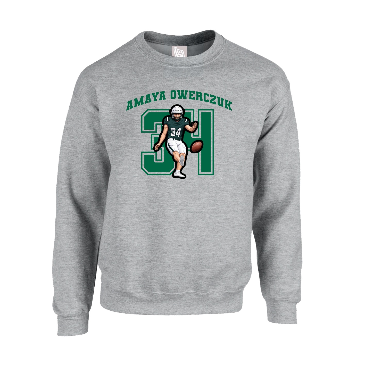Fleece Crew — Number in Grey