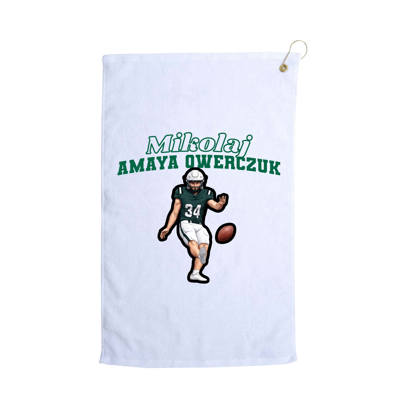 Golf Towel — Name Arch in White