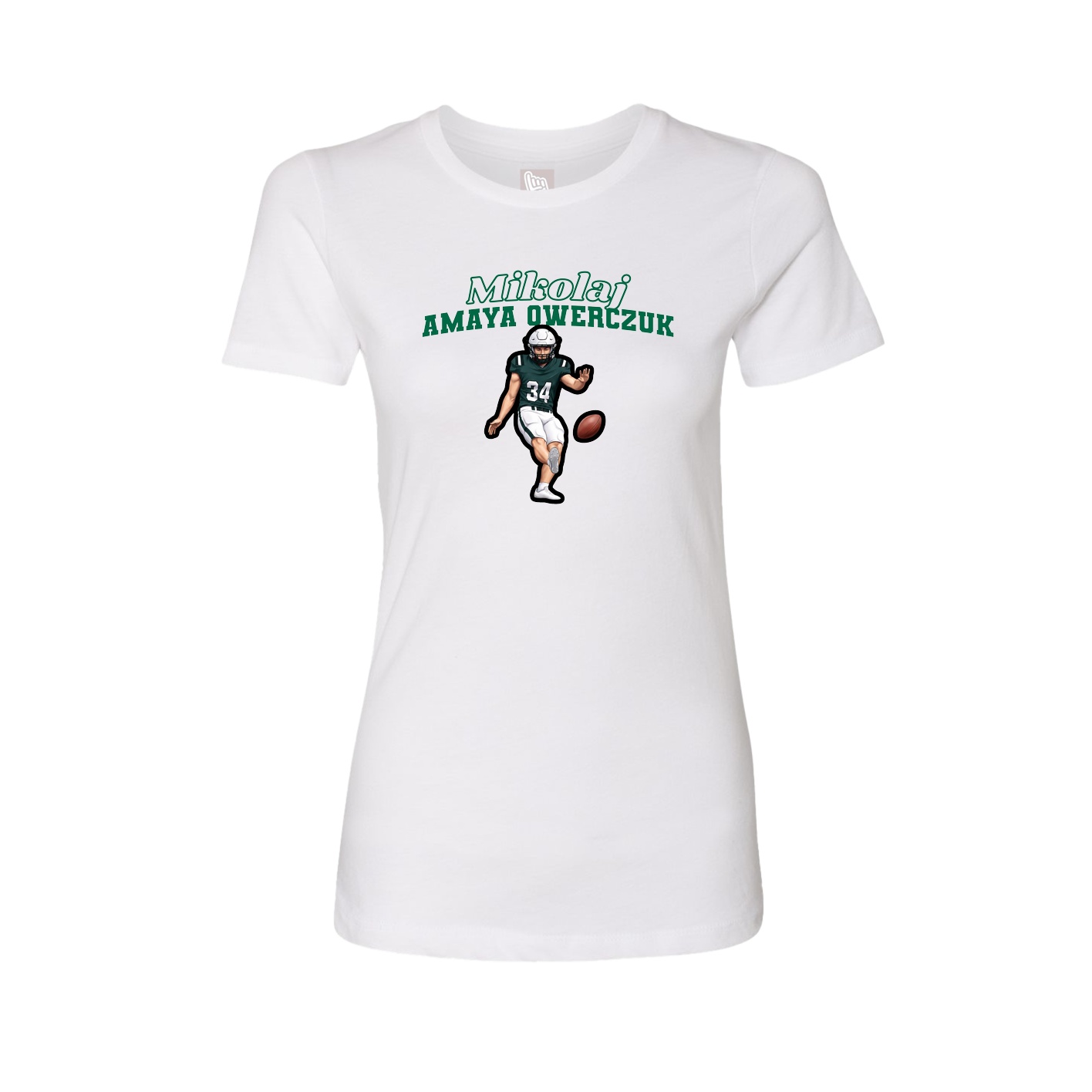 Fitted Women's Tee — Name Arch in White