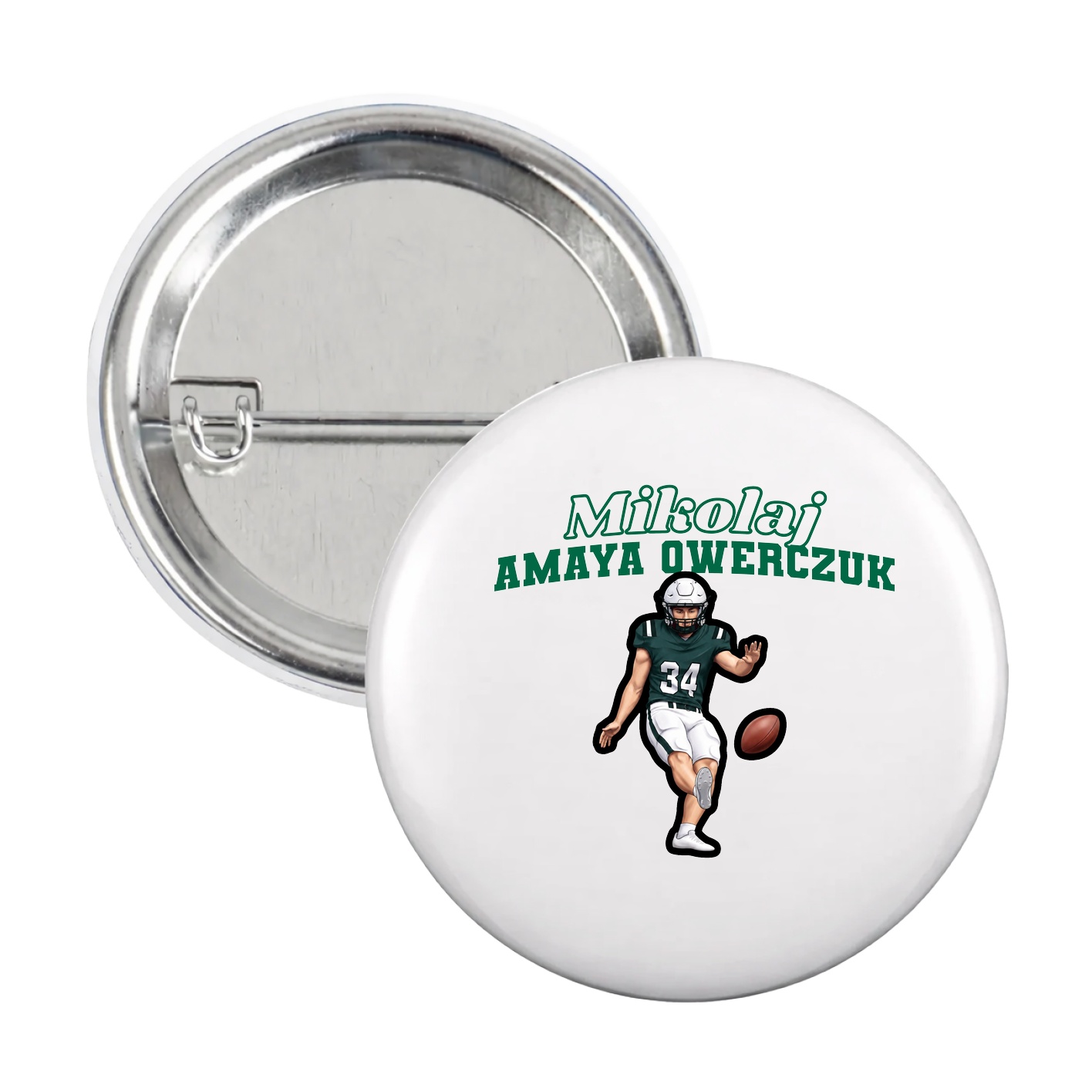 Game Day Button — Name Arch in White