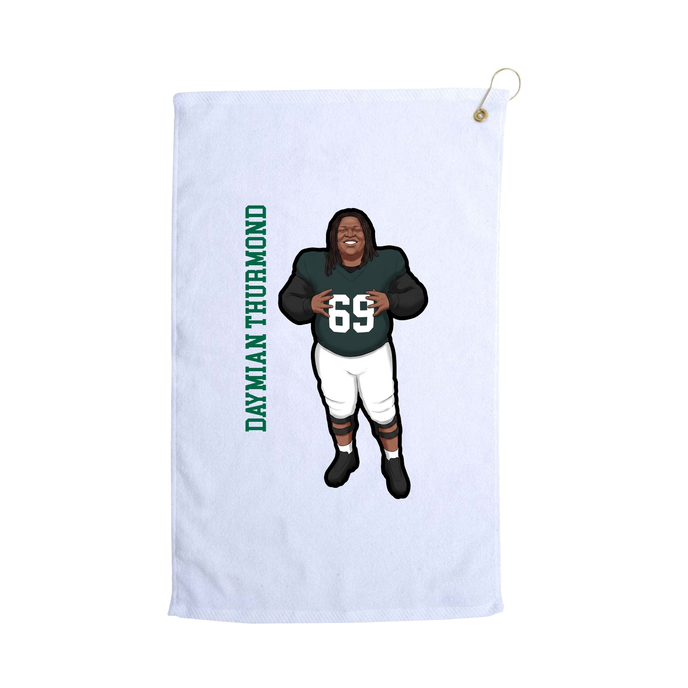 Golf Towel — Name Vertical in White