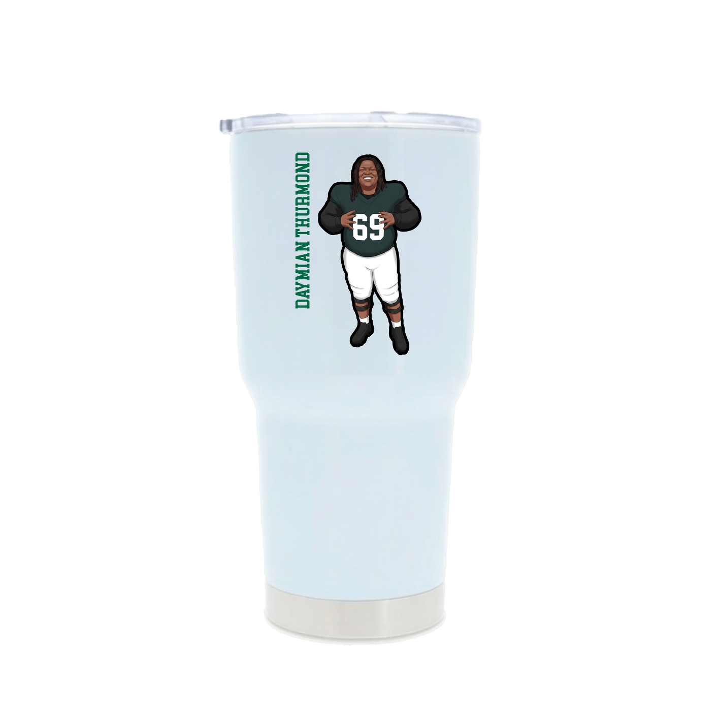 30oz Stainless Steel Tumbler — Name Vertical in White