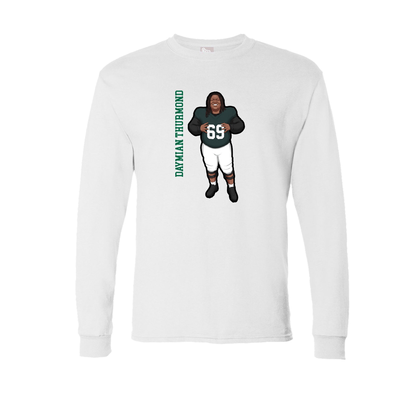 Long Sleeve Tee — Name Vertical in White