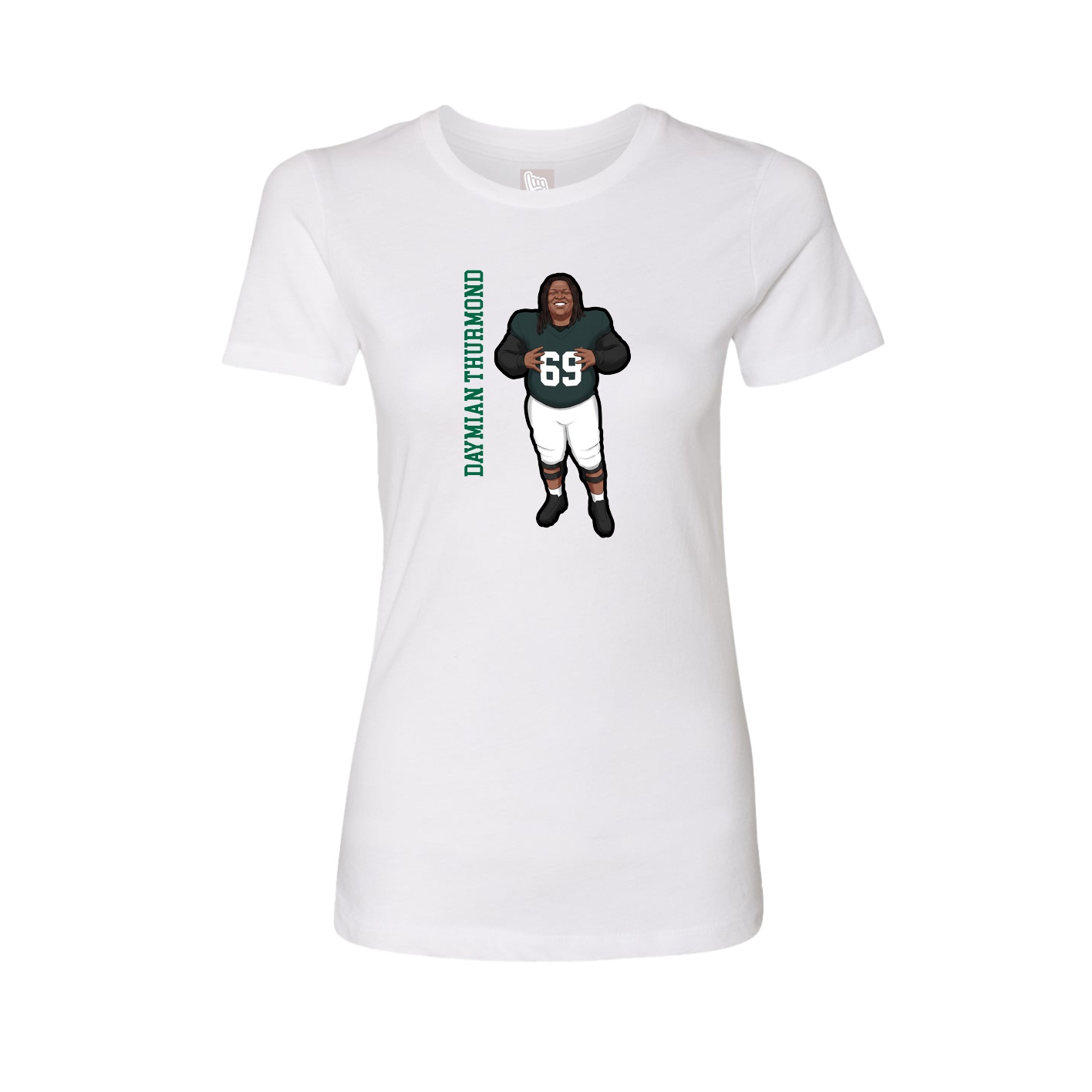 Fitted Women's Tee — Name Vertical in White