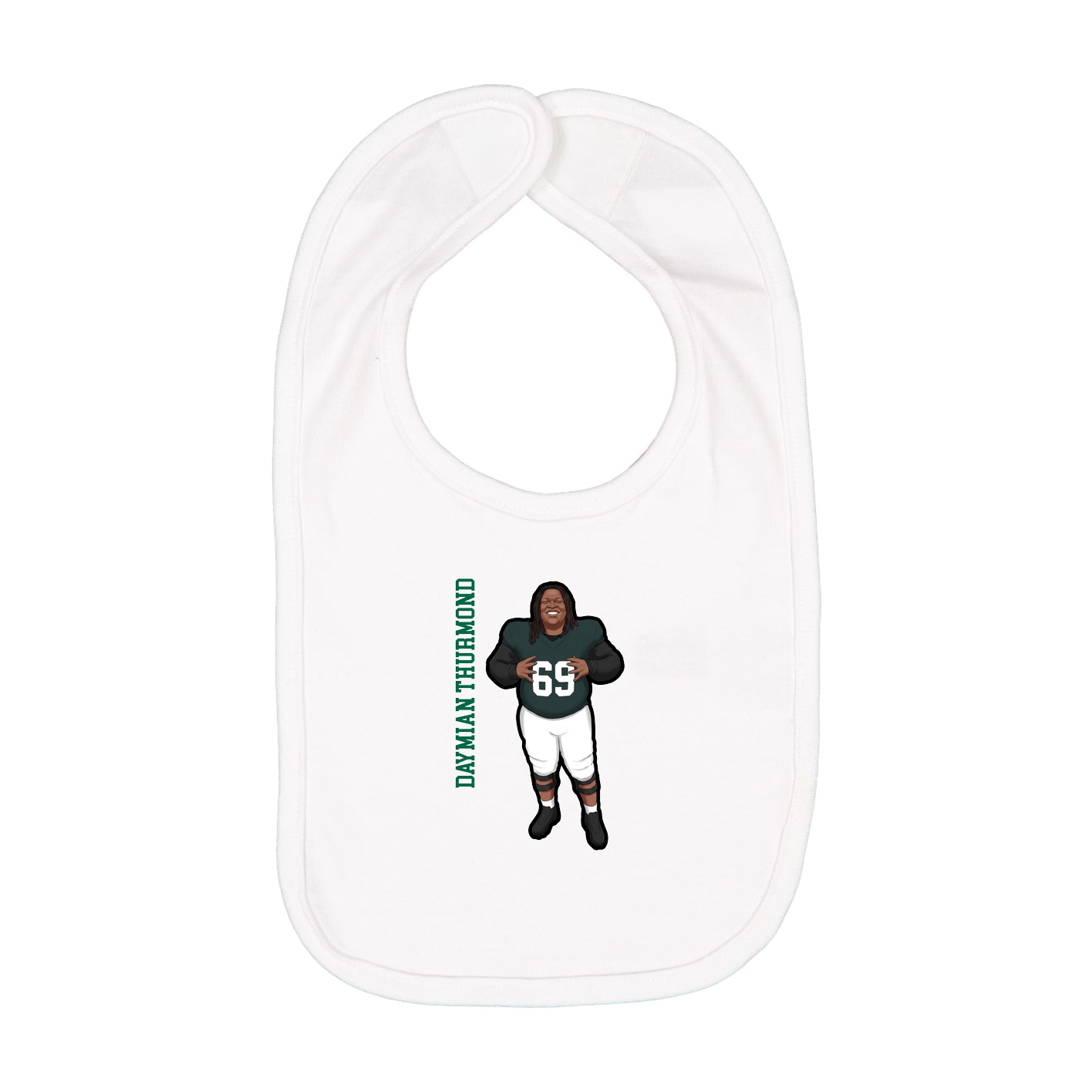 Infant Bib — Name Vertical in White