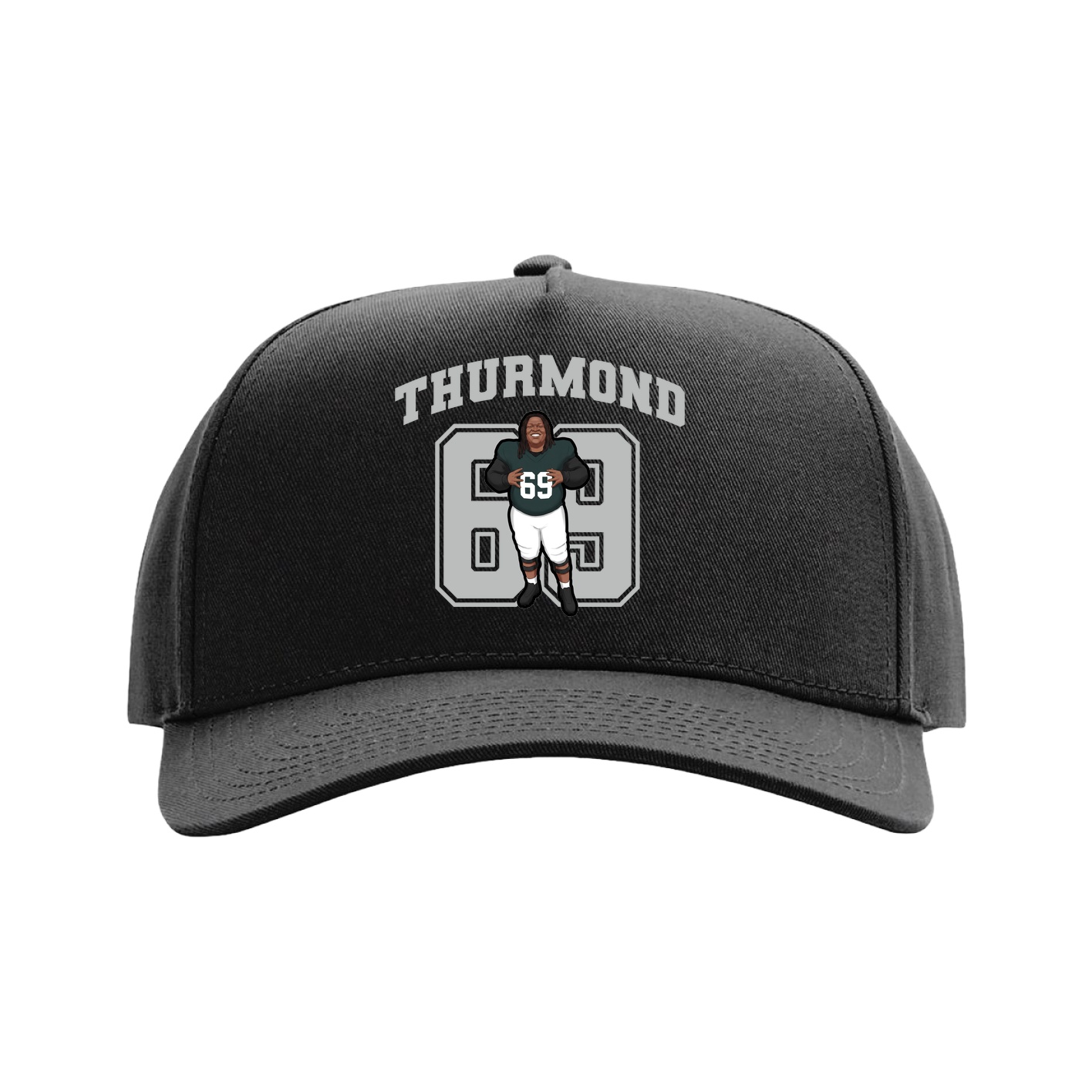 Full Fabric Five-Panel Champ Cap — Number in Black