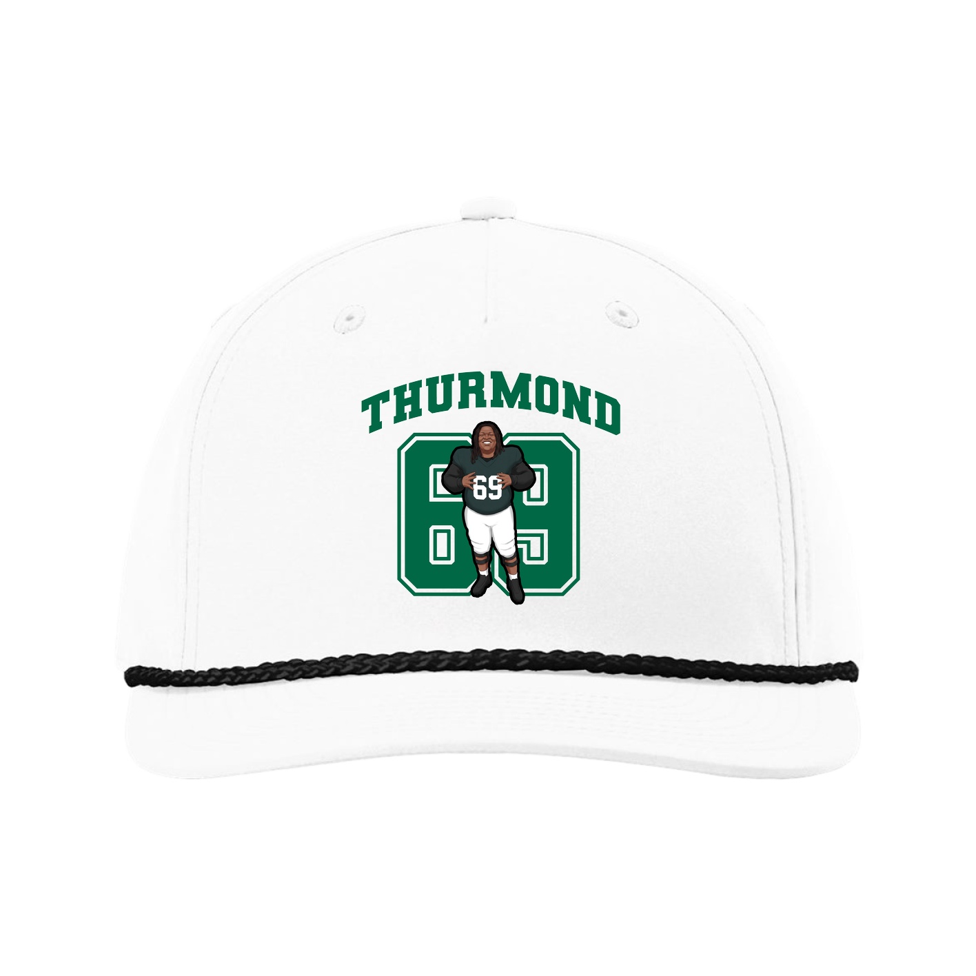 Five-Panel Classic Rope Cap — Number in White