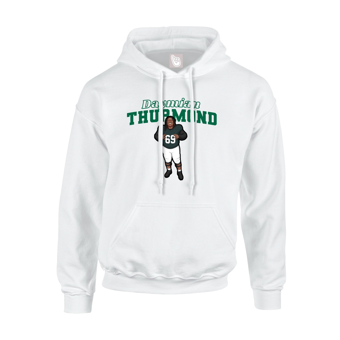 Youth Hoodie — Name Arch in White