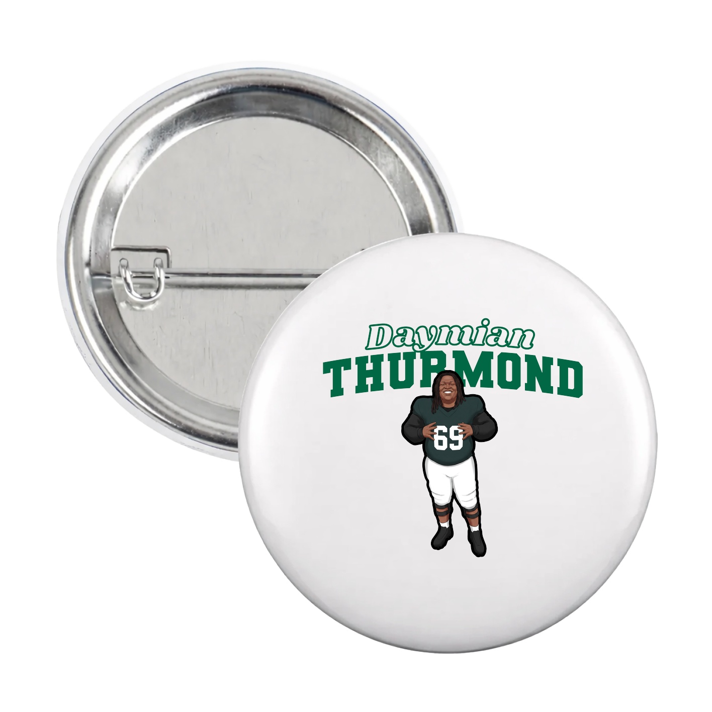 Game Day Button — Name Arch in White