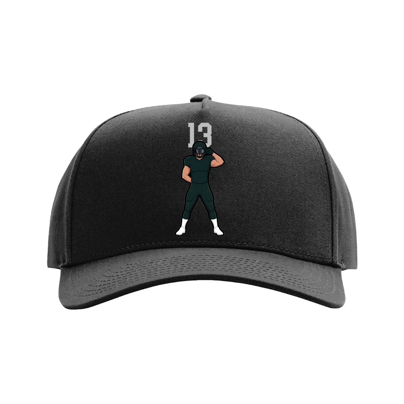Full Fabric Five-Panel Champ Cap — Number Top in Black