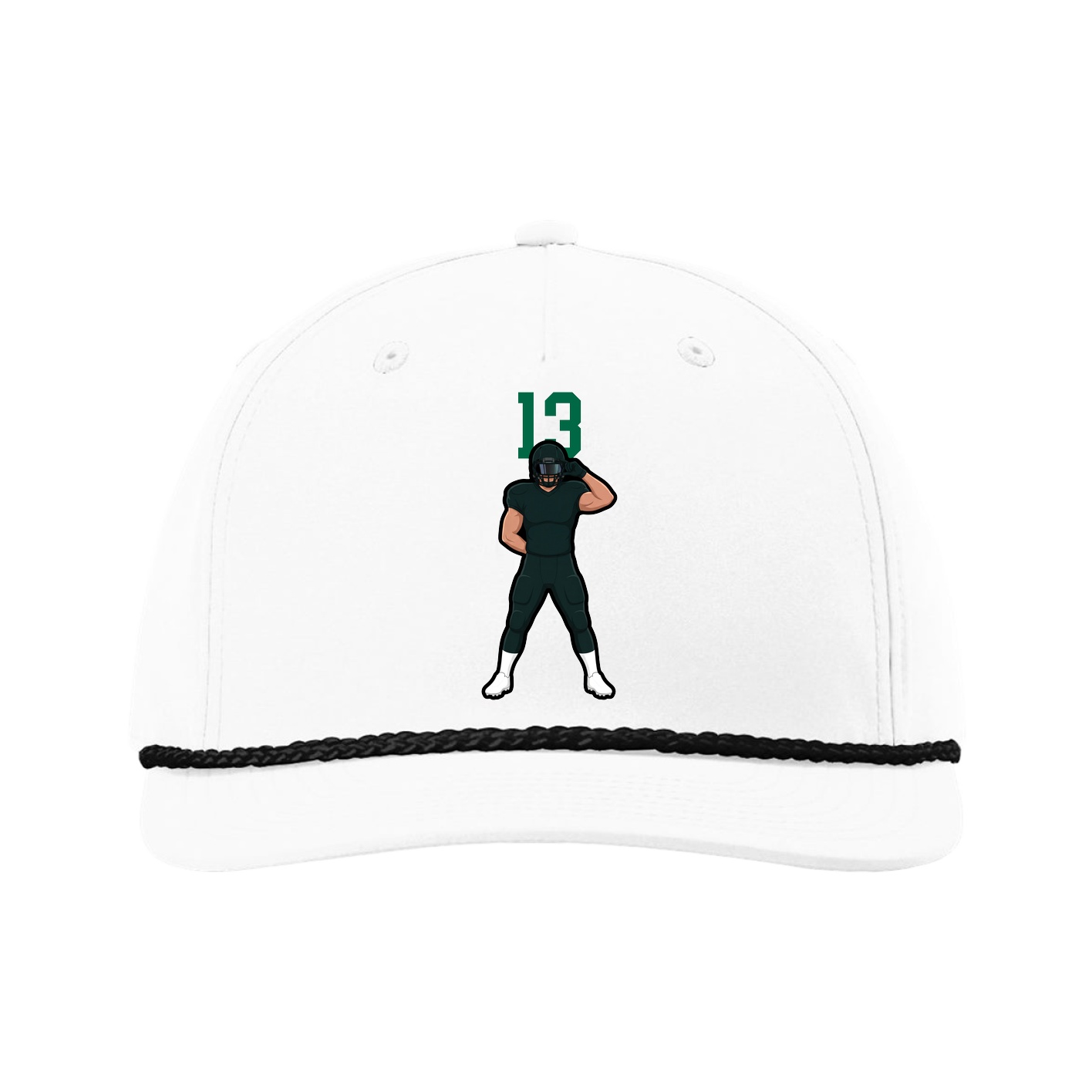 Five-Panel Classic Rope Cap — Number Top in White