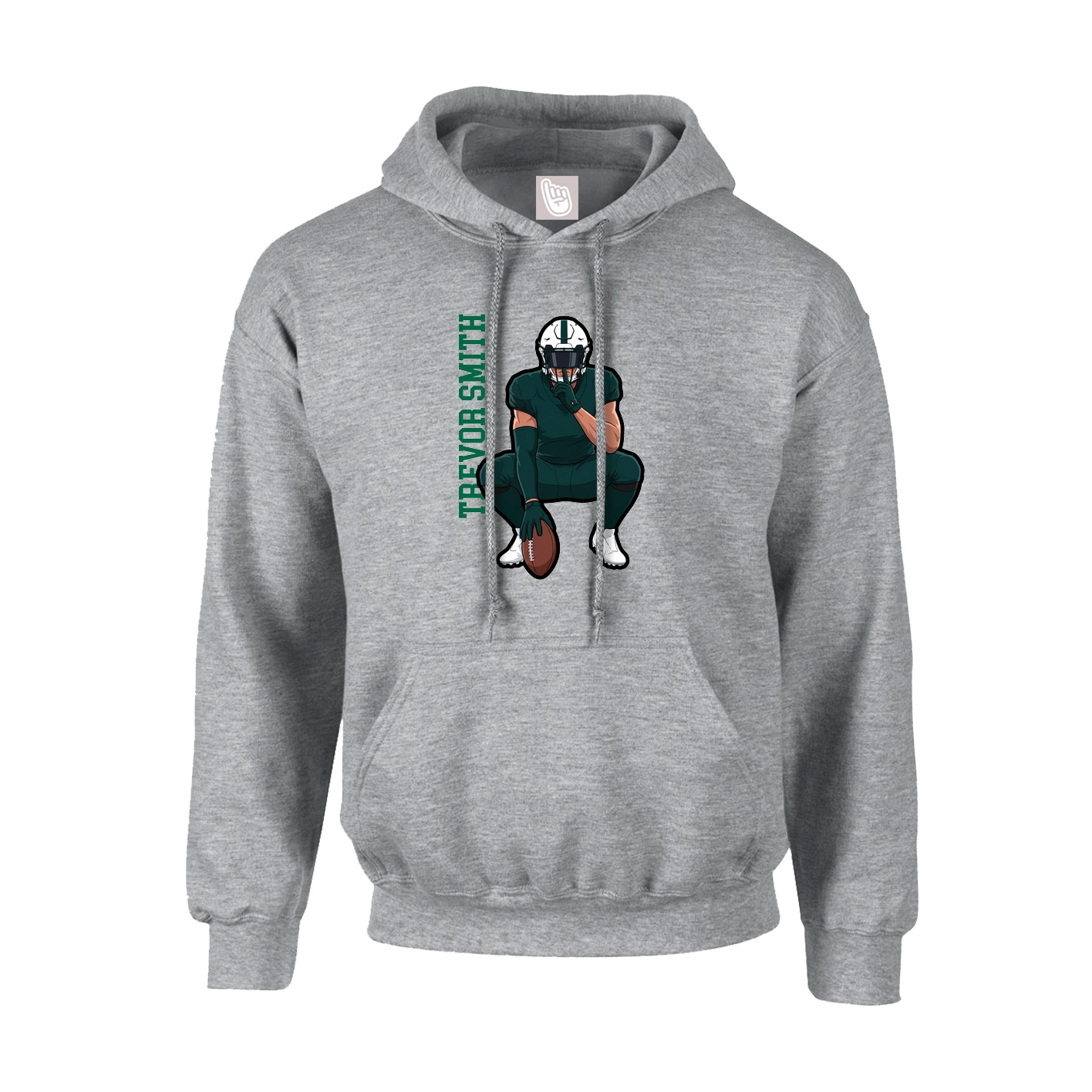 Youth Hoodie — Name Vertical in Grey