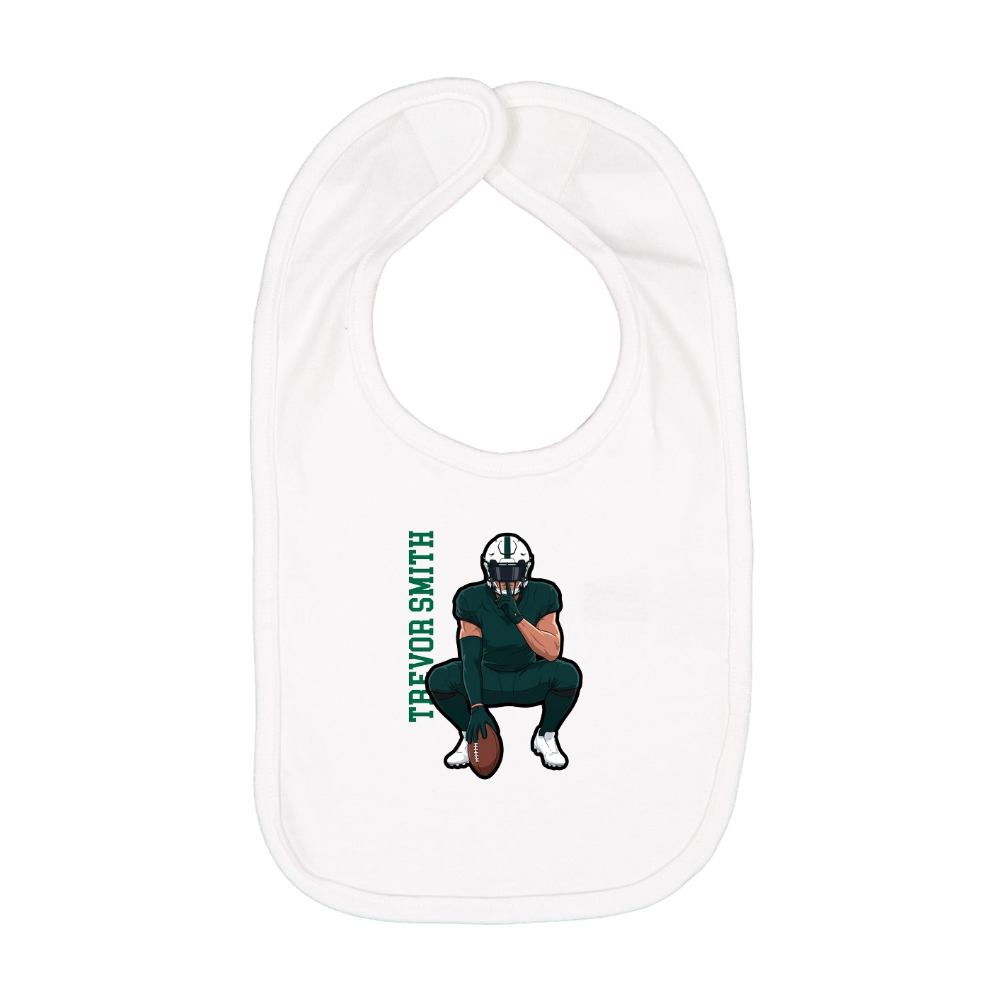 Infant Bib — Name Vertical in White