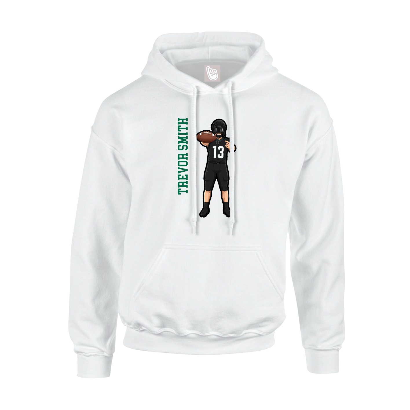 Youth Hoodie — Name Vertical in White