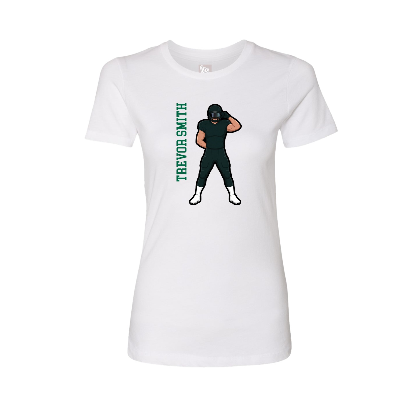 Fitted Women's Tee — Name Vertical in White