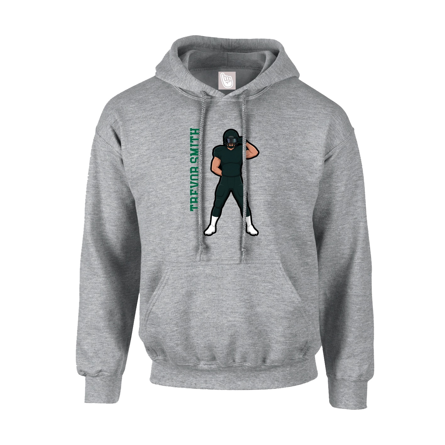 Hoodie — Name Vertical in Grey