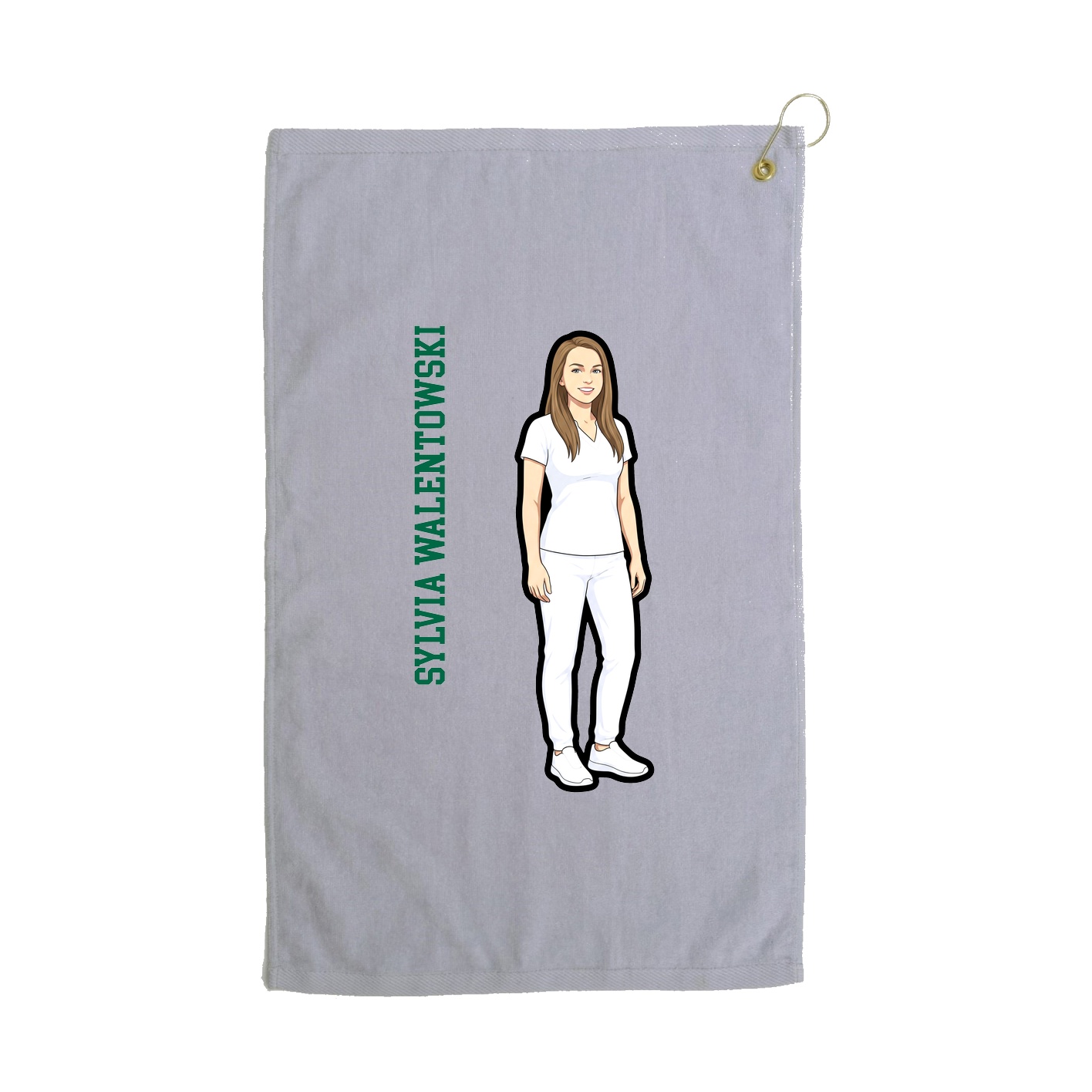 Golf Towel — Name Vertical in Grey