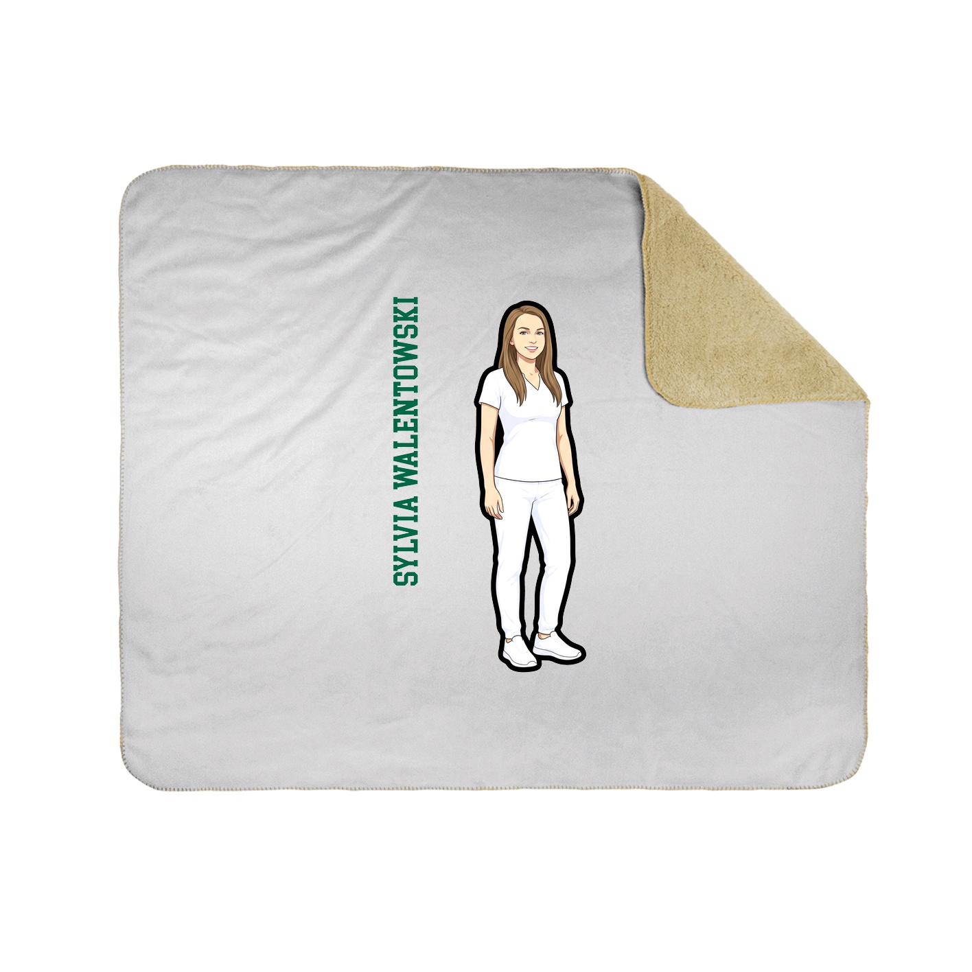 Throw Blanket — Name Vertical in White