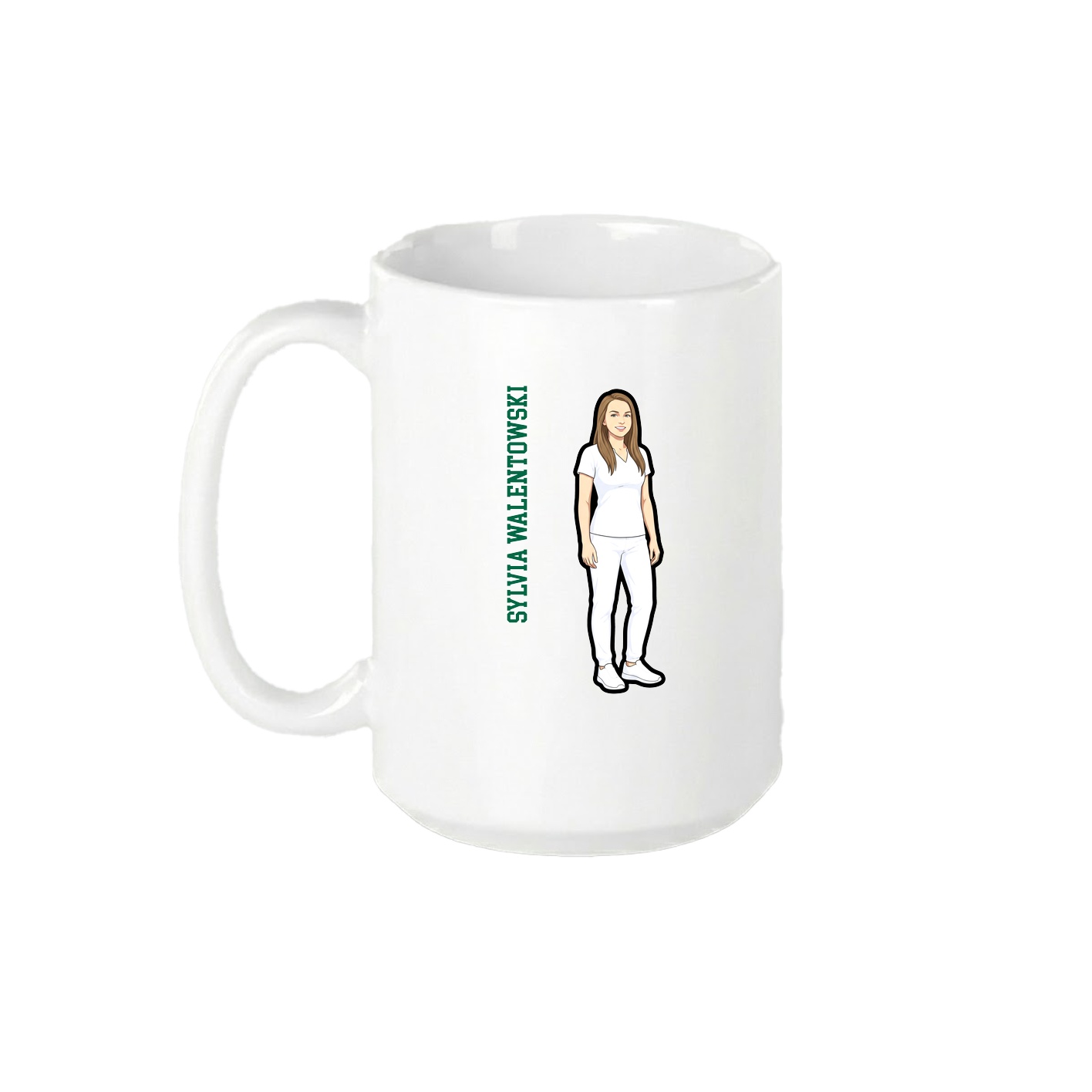 15oz Coffee Mug — Name Vertical in White