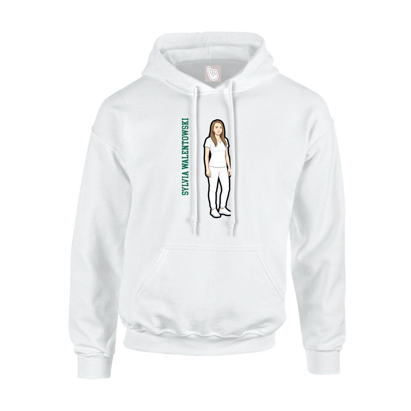 Youth Hoodie — Name Vertical in White