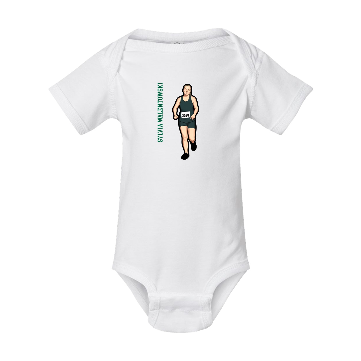 Baby Onesie — Name Vertical in White