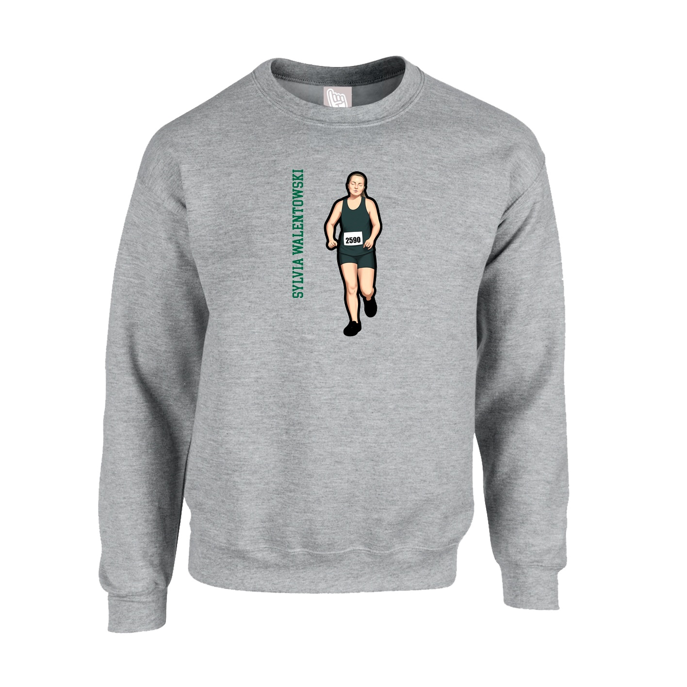 Fleece Crew — Name Vertical in Grey