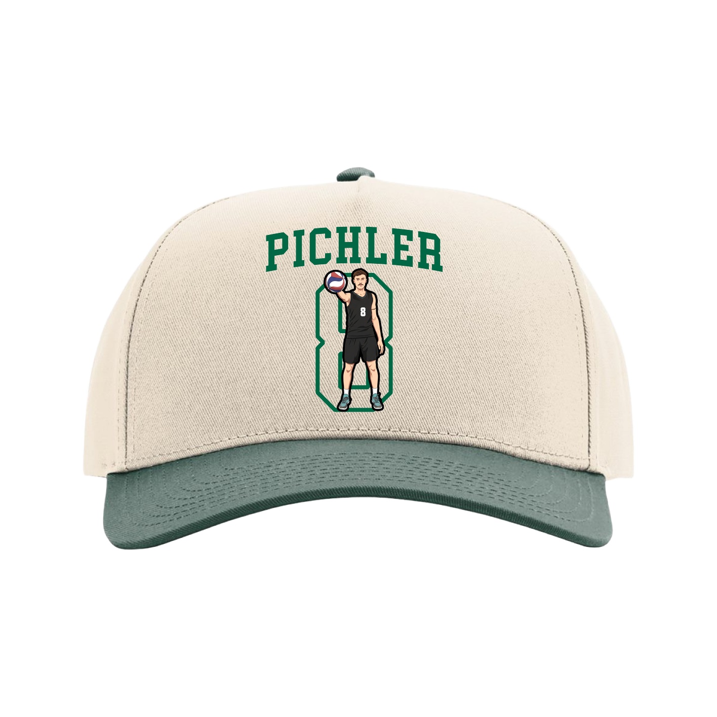 Full Fabric Five-Panel Champ Cap — Shirsey in Cream/Green