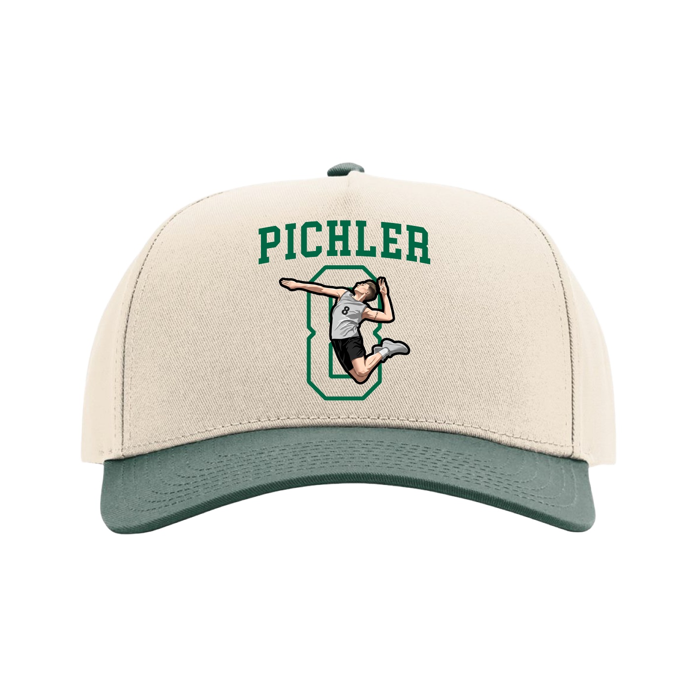 Full Fabric Five-Panel Champ Cap — Shirsey in Cream/Green