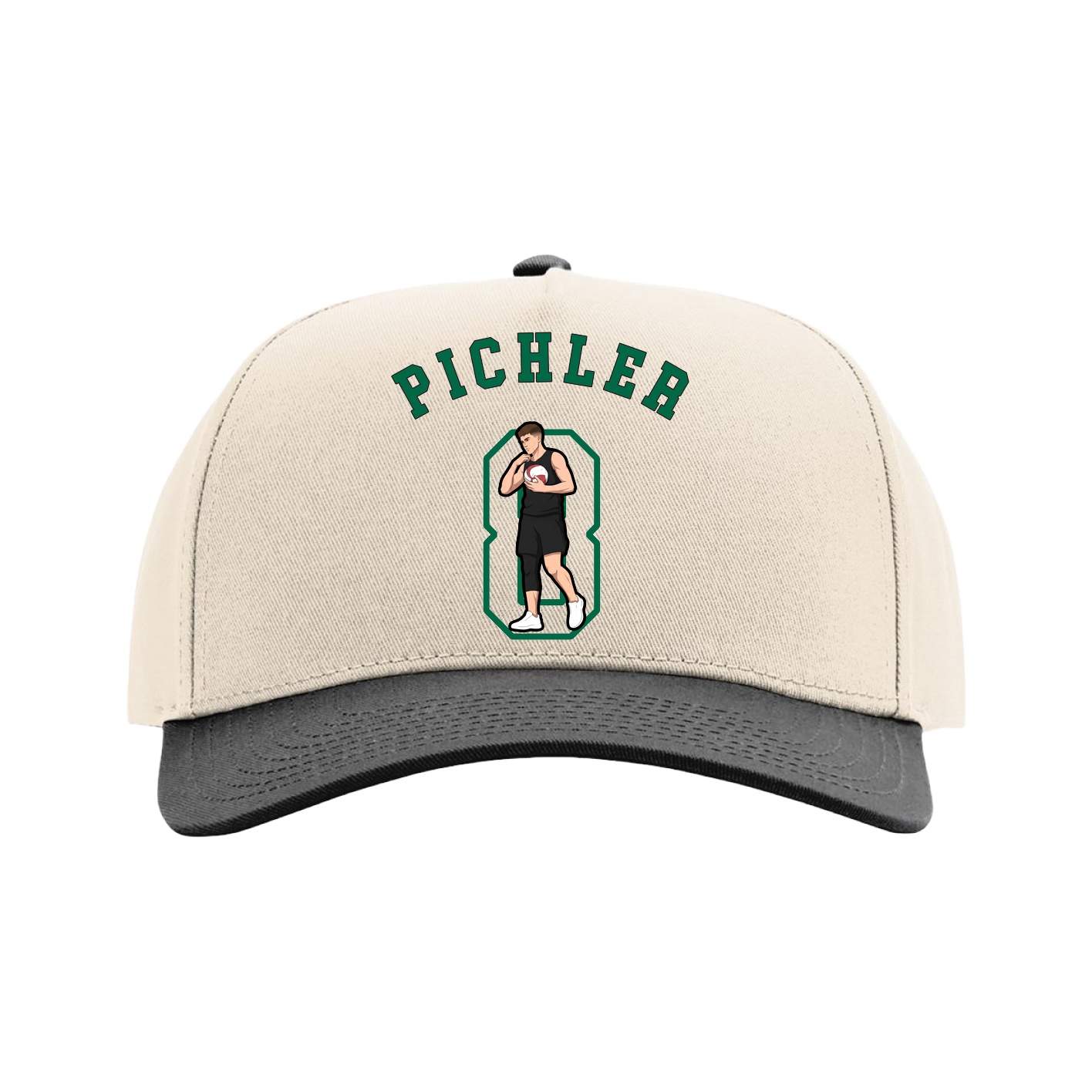 Full Fabric Five-Panel Champ Cap — Shirsey Arch in Cream/Black