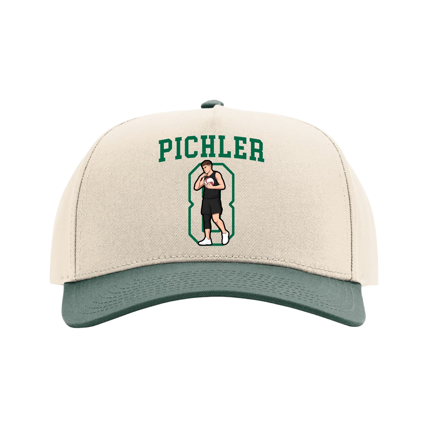 Full Fabric Five-Panel Champ Cap — Shirsey in Cream/Green