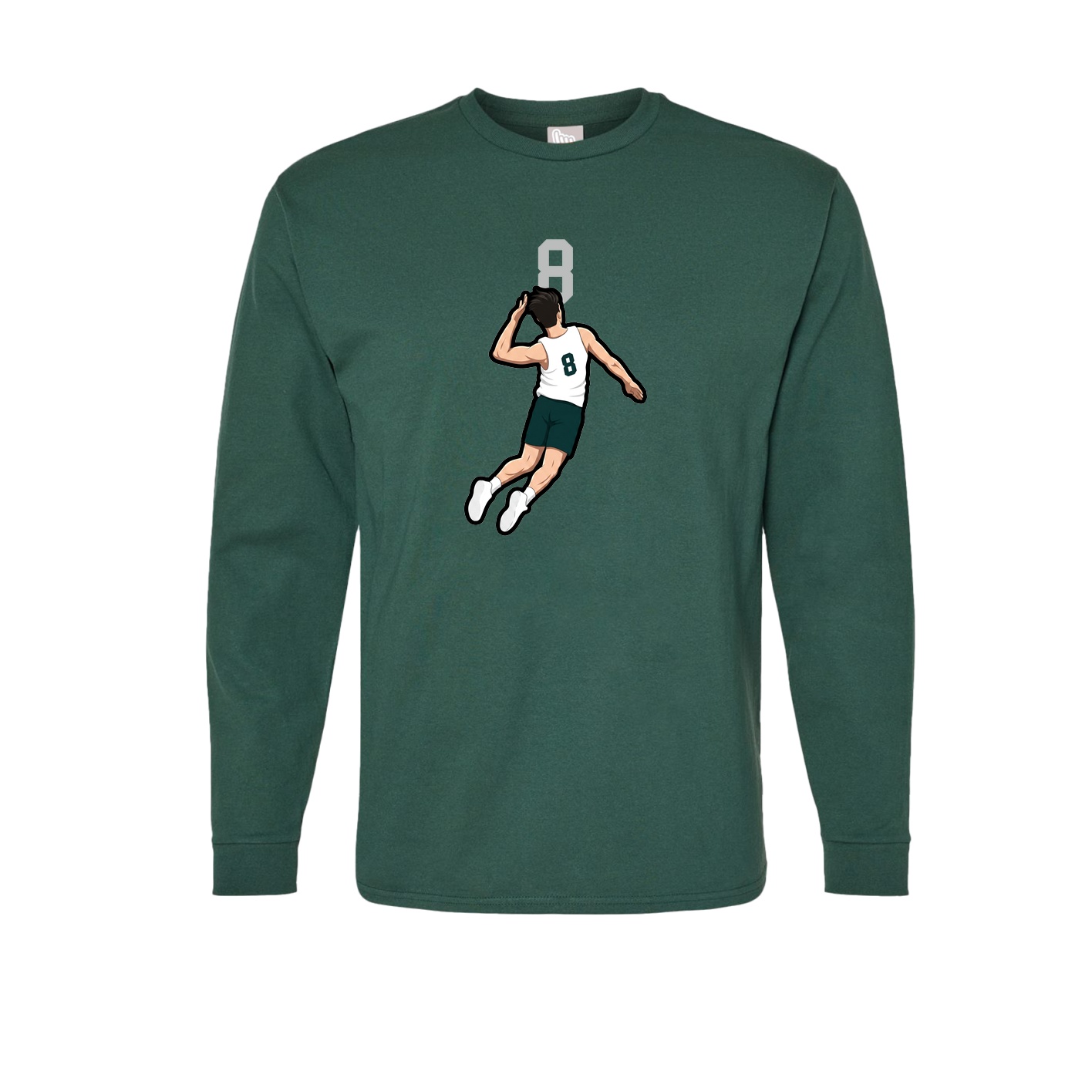 Long Sleeve Tee — Number Top in Green