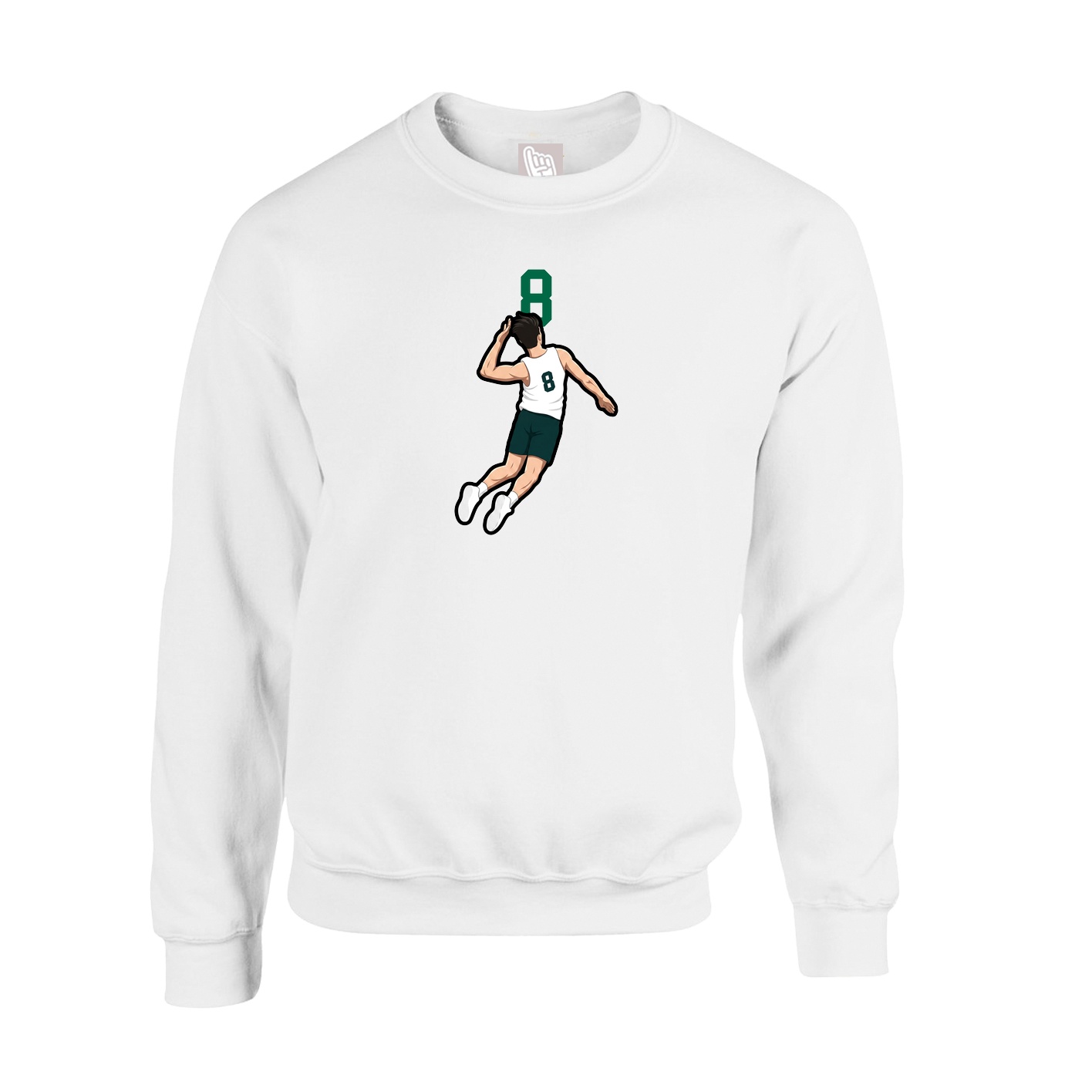 Fleece Crew — Number Top in White