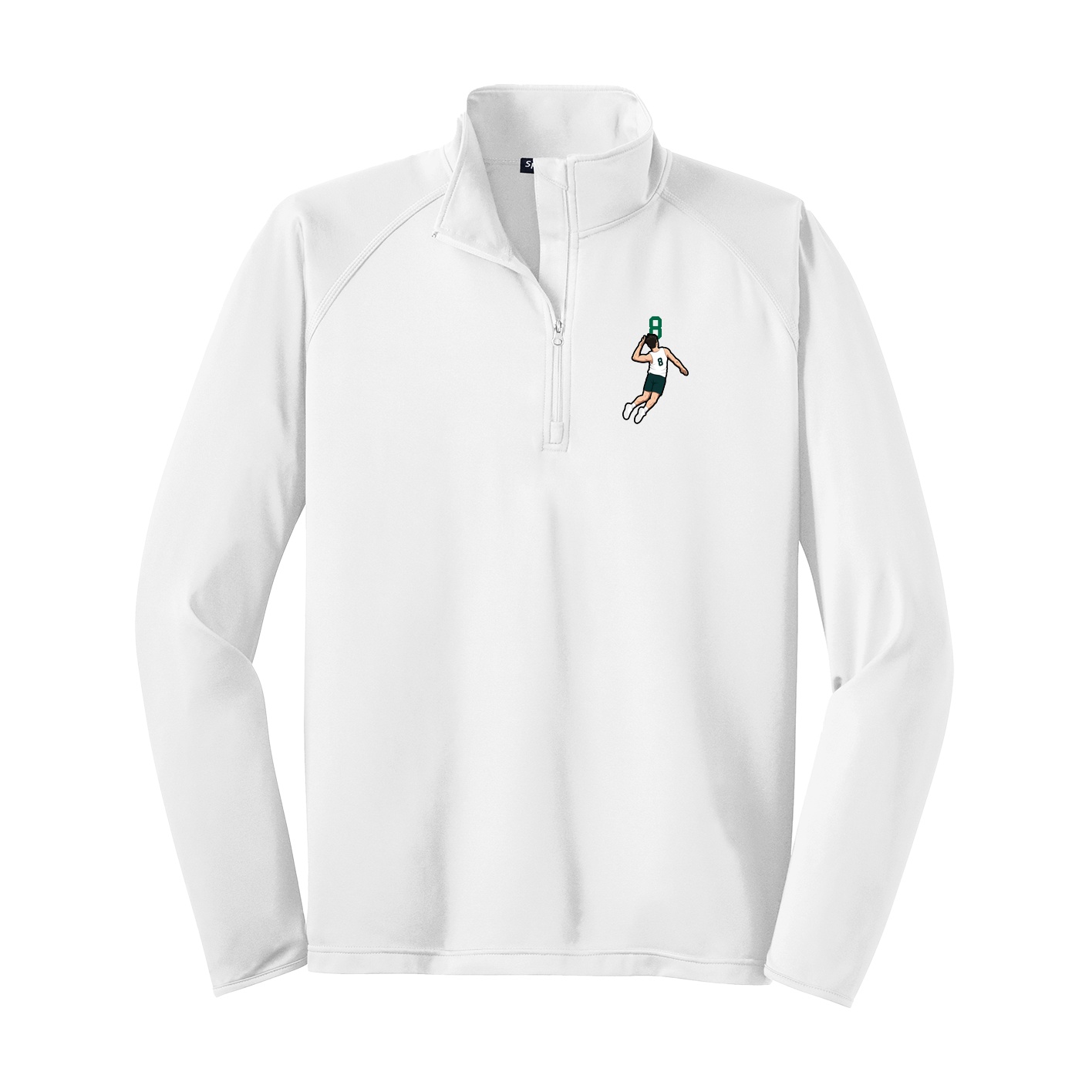 Q-Zip Pullover — Number Top in White