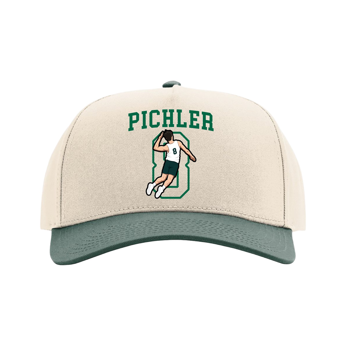Full Fabric Five-Panel Champ Cap — Shirsey in Cream/Green