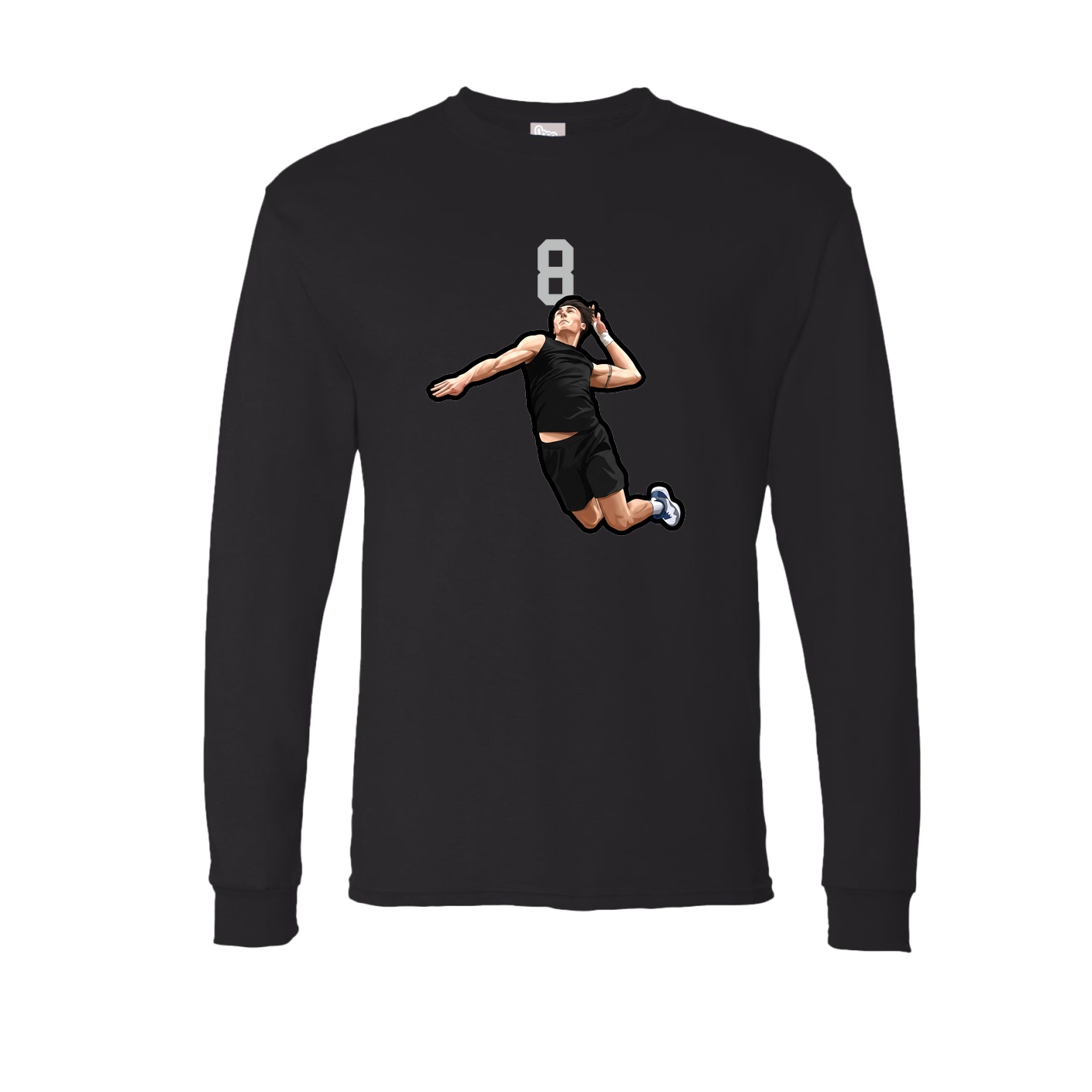 Long Sleeve Tee — Number Top in Black