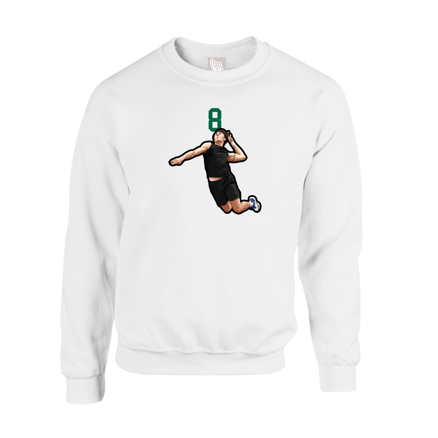 Fleece Crew — Number Top in White