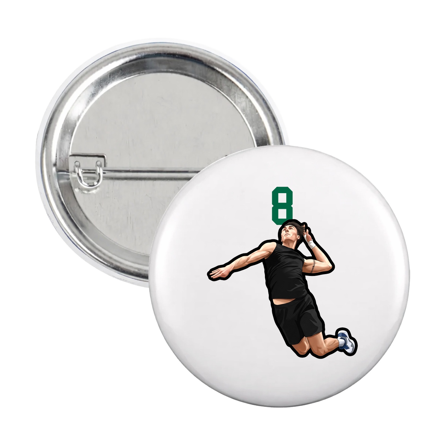 Game Day Button — Number Top in White