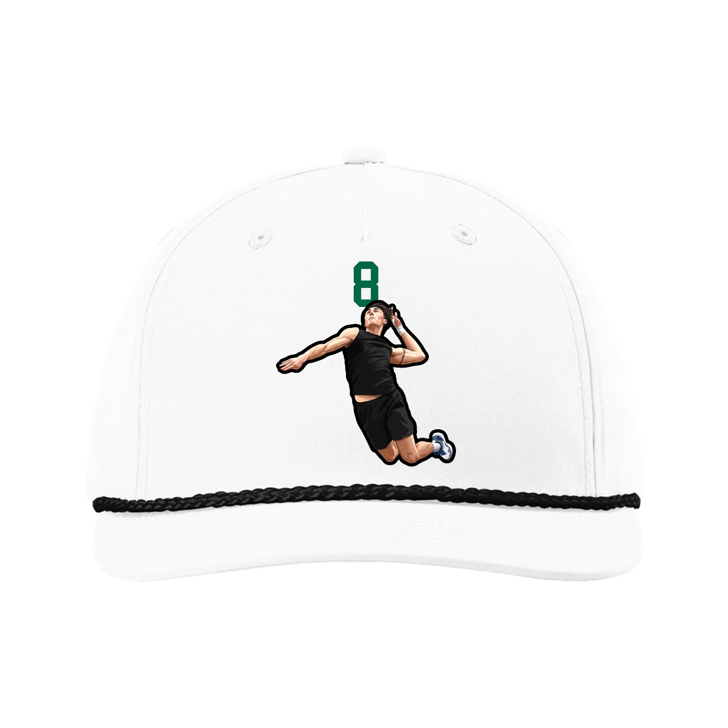 Five-Panel Classic Rope Cap — Number Top in White