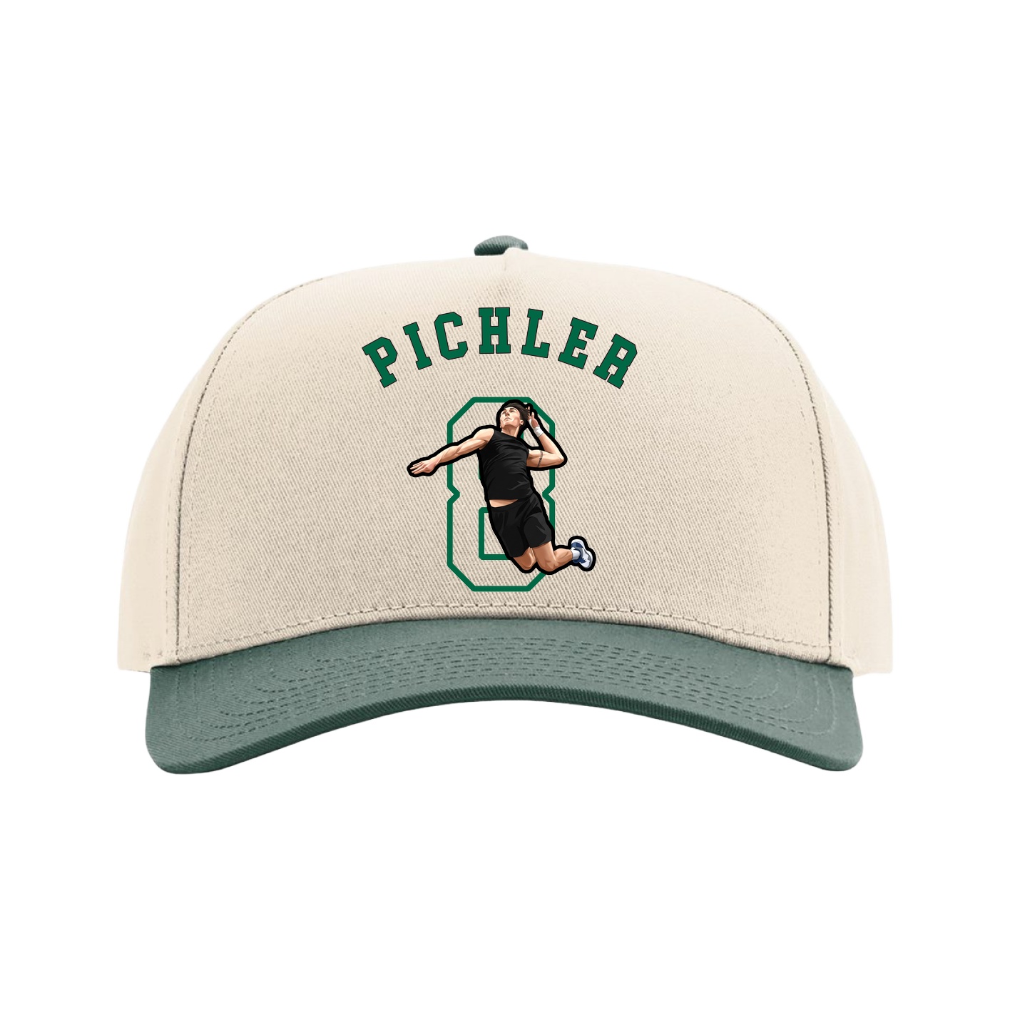 Full Fabric Five-Panel Champ Cap — Shirsey Arch in Cream/Green