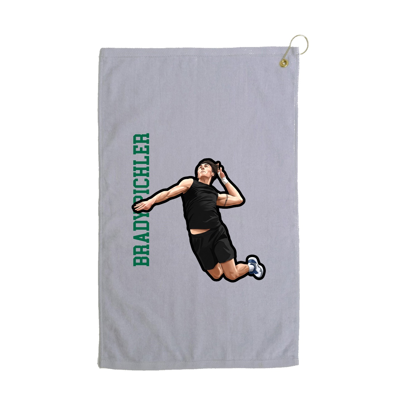 Golf Towel — Name Vertical in Grey