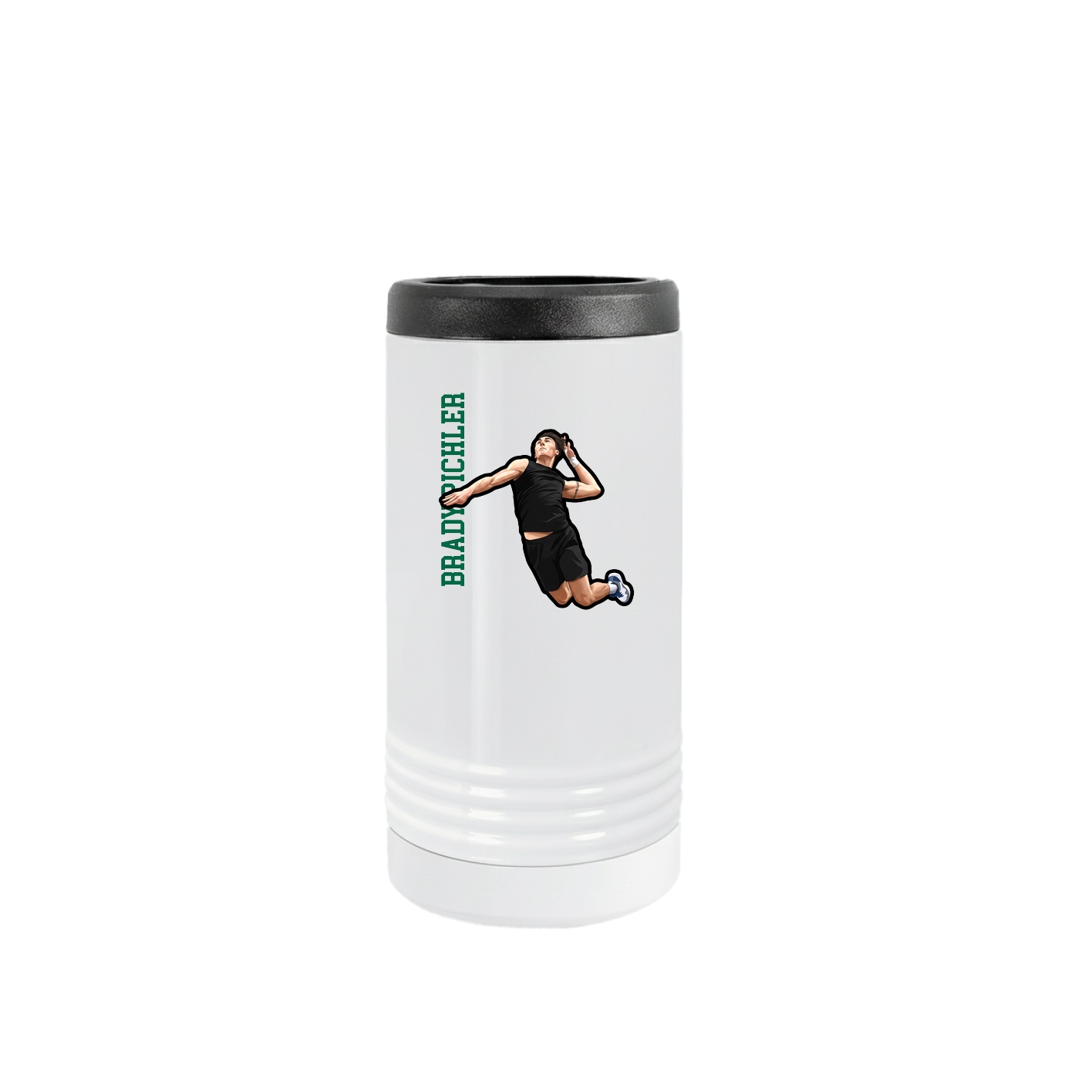 Slim Beverage Holder — Name Vertical in White